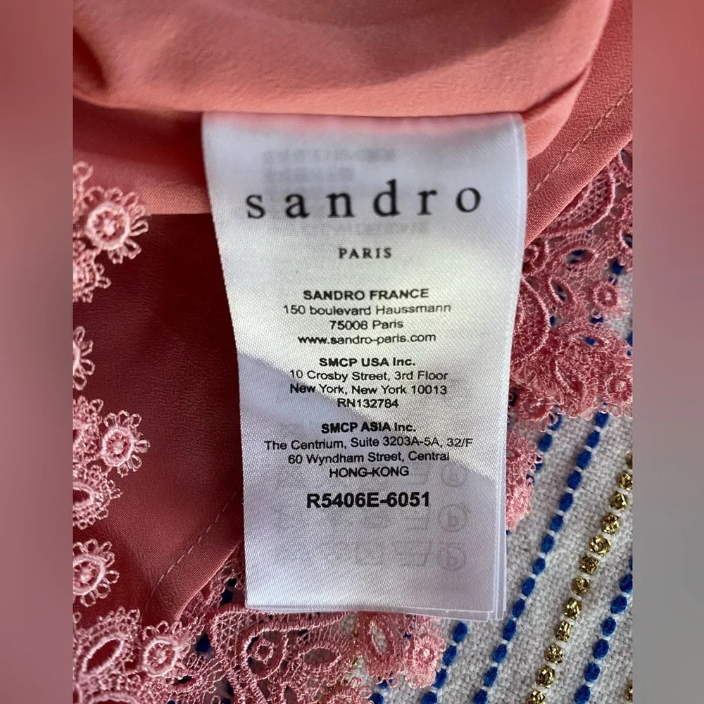 Sandro Lace Dress Pink Short Sleeve Size 36 FR - Picture 12 of 16